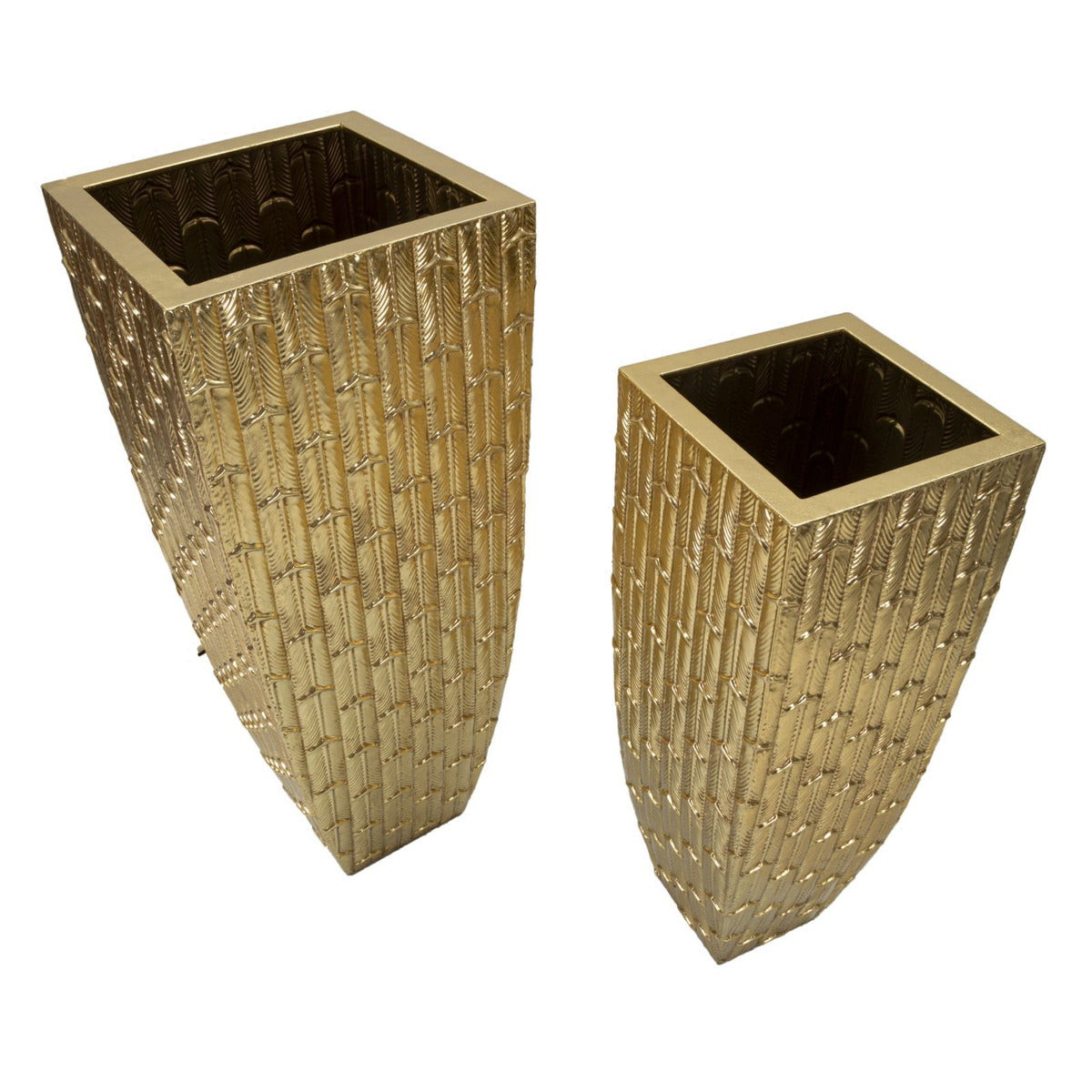 Set di 2 Vasi Decorativi MF388, Oro, Metallo, 40x40x99 cm, Seven Design