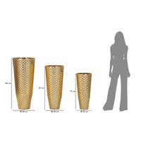 Set di 3 Vasi Decorativi MF420, Oro, Metallo, 48x48x110 cm, Seven Design