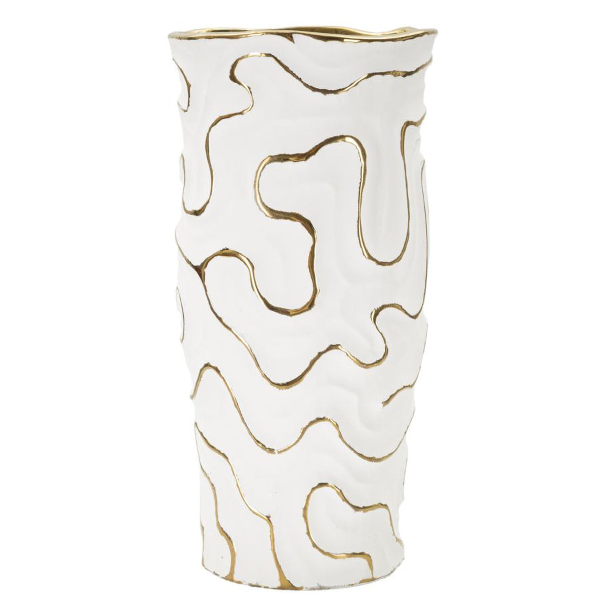 Vaso Decorativo MF640, Bianco, Ceramica, 16x16x32,5 cm, Seven Design
