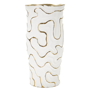 Vaso Decorativo MF640, Bianco, Ceramica, 16x16x32,5 cm, Seven Design