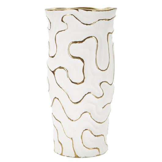 Vaso Decorativo MF640, Bianco, Ceramica, 16x16x32,5 cm, Seven Design