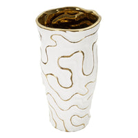 Vaso Decorativo MF640, Bianco, Ceramica, 16x16x32,5 cm, Seven Design