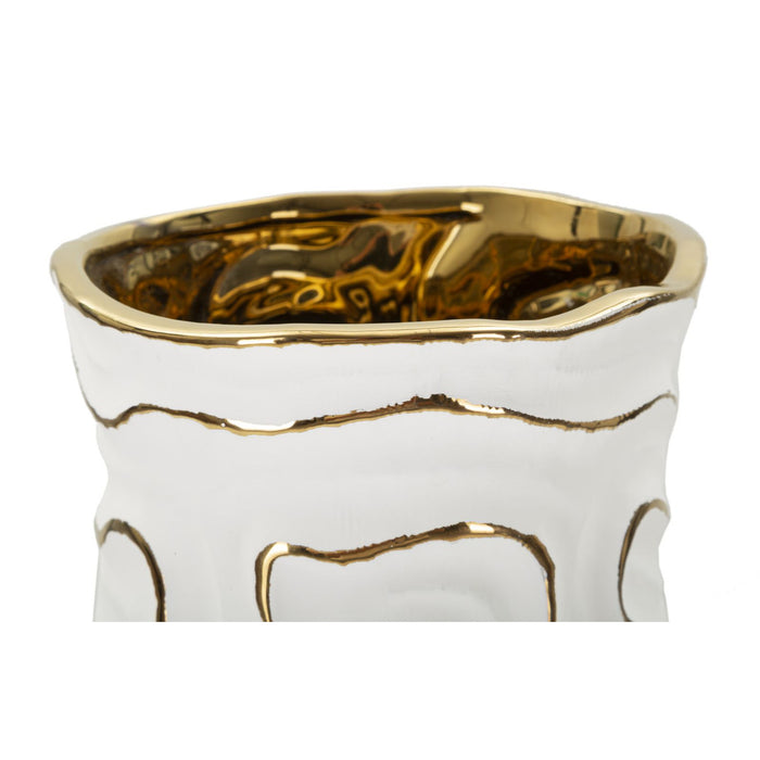 Vaso Decorativo MF640, Bianco, Ceramica, 16x16x32,5 cm, Seven Design