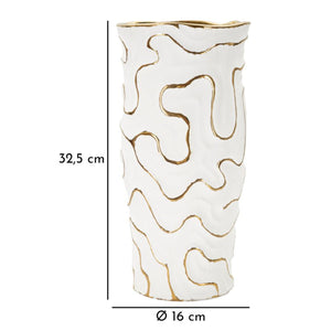 Vaso Decorativo MF640, Bianco, Ceramica, 16x16x32,5 cm, Seven Design