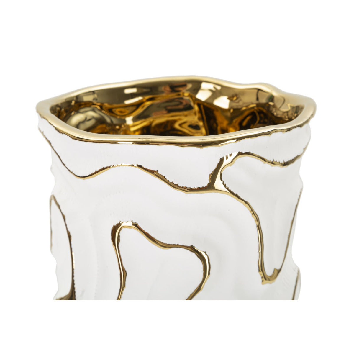 Vaso Decorativo MF651, Bianco, Ceramica, 12,5x12,5x25 cm, Seven Design