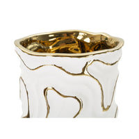 Vaso Decorativo MF651, Bianco, Ceramica, 12,5x12,5x25 cm, Seven Design