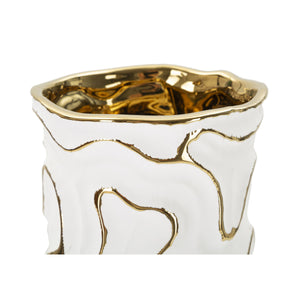 Vaso Decorativo MF651, Bianco, Ceramica, 12,5x12,5x25 cm, Seven Design