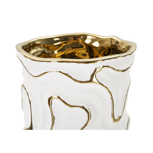 Vaso Decorativo MF651, Bianco, Ceramica, 12,5x12,5x25 cm, Seven Design