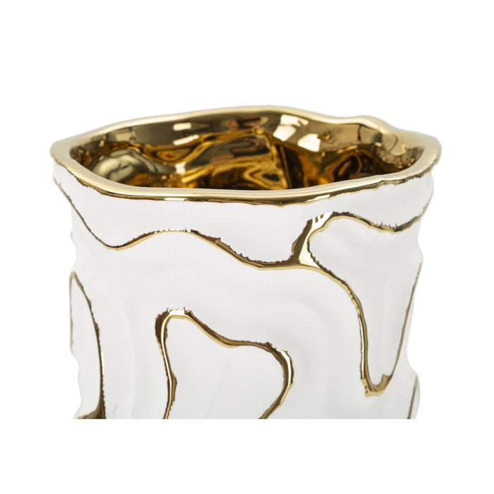 Vaso Decorativo MF651, Bianco, Ceramica, 12,5x12,5x25 cm, Seven Design