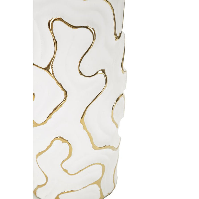 Vaso Decorativo MF651, Bianco, Ceramica, 12,5x12,5x25 cm, Seven Design
