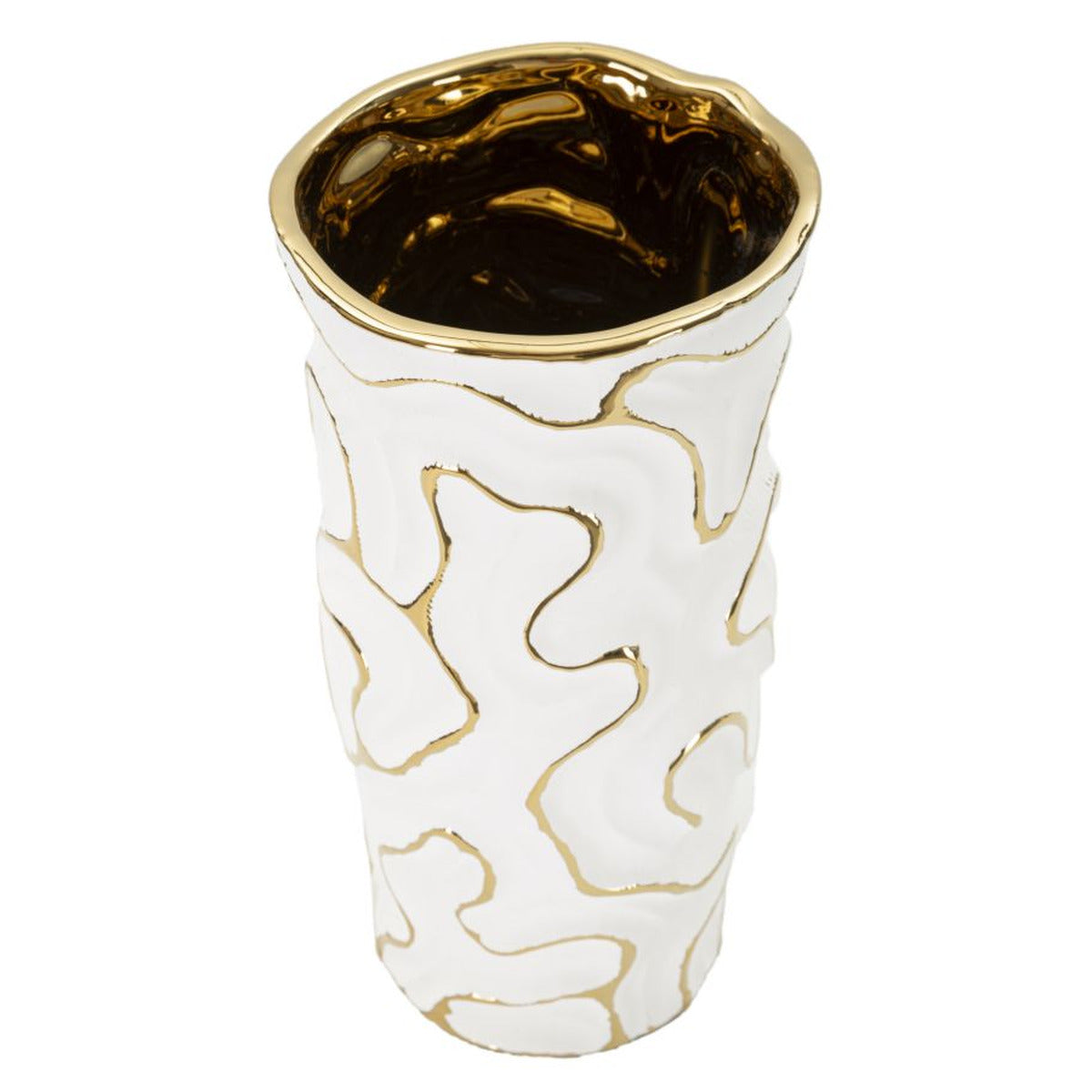 Vaso Decorativo MF651, Bianco, Ceramica, 12,5x12,5x25 cm, Seven Design