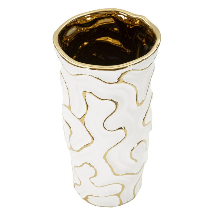 Vaso Decorativo MF651, Bianco, Ceramica, 12,5x12,5x25 cm, Seven Design
