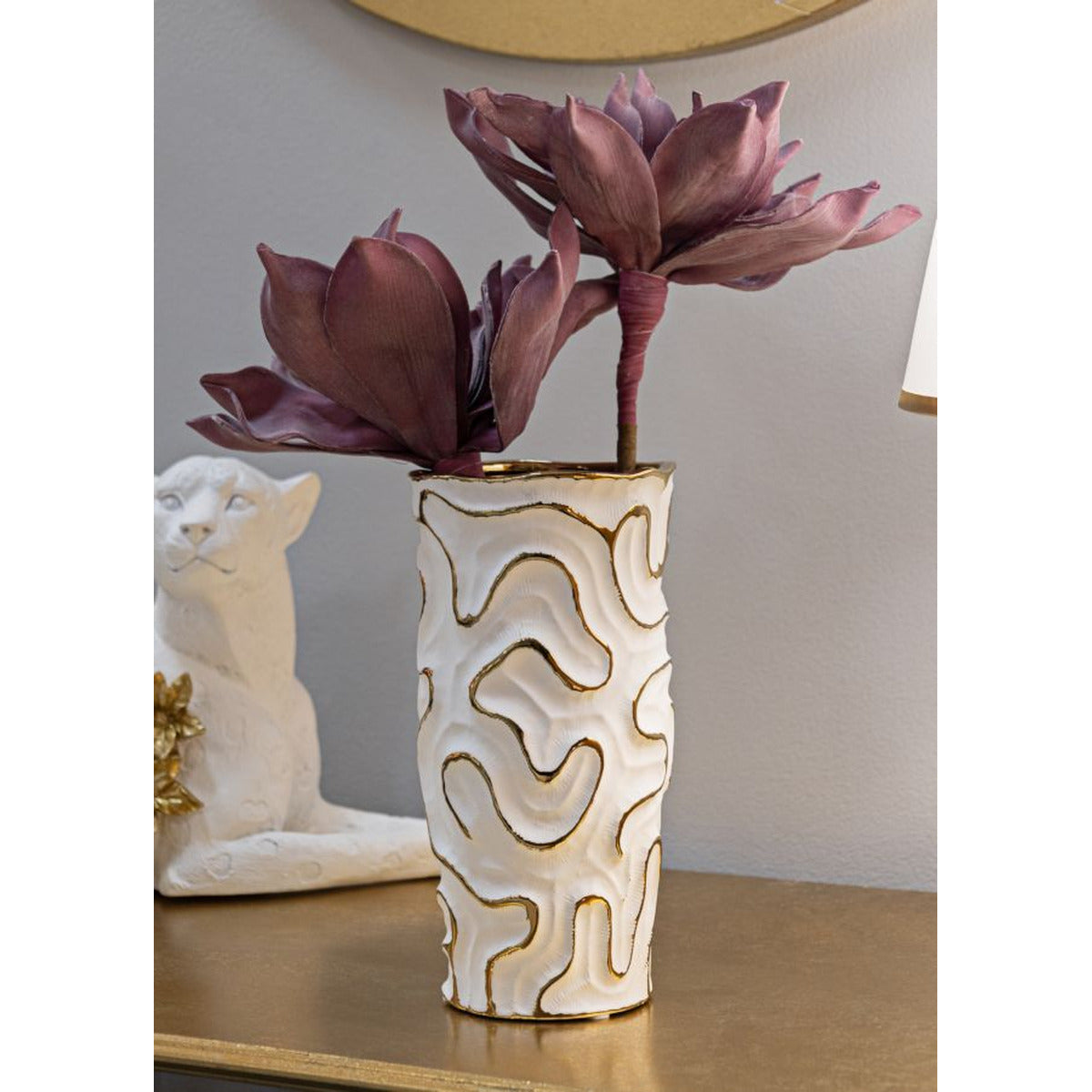 Vaso Decorativo MF651, Bianco, Ceramica, 12,5x12,5x25 cm, Seven Design