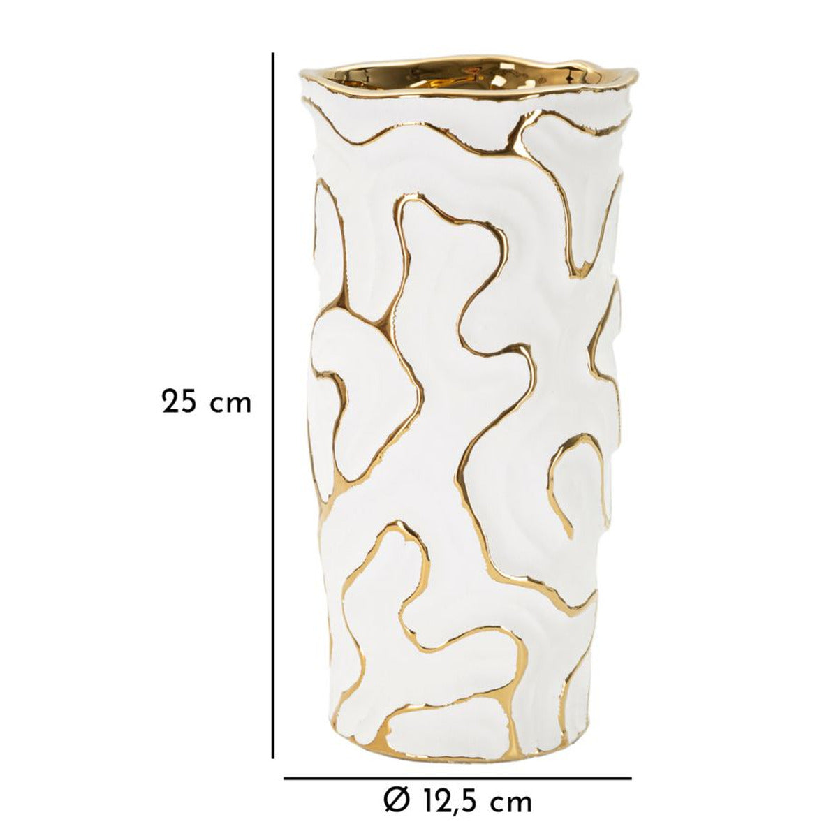 Vaso Decorativo MF651, Bianco, Ceramica, 12,5x12,5x25 cm, Seven Design