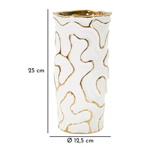 Vaso Decorativo MF651, Bianco, Ceramica, 12,5x12,5x25 cm, Seven Design