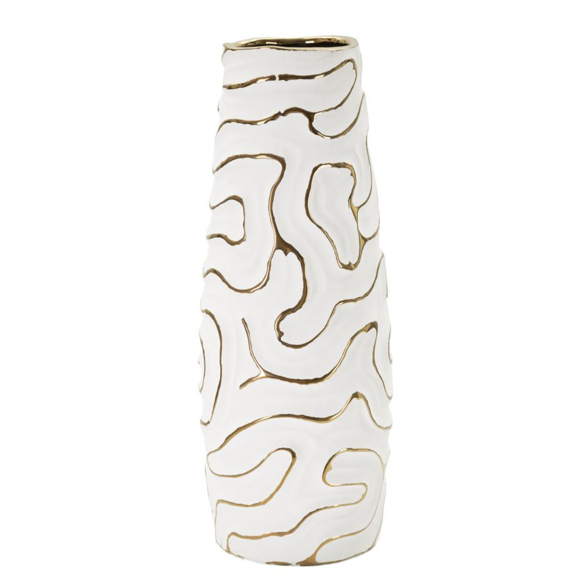 Vaso Decorativo MF641, Bianco, Ceramica, 14,5x14,5x39,5 cm, Seven Design