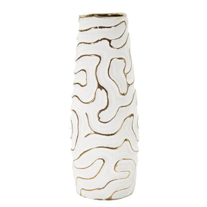 Vaso Decorativo MF641, Bianco, Ceramica, 14,5x14,5x39,5 cm, Seven Design
