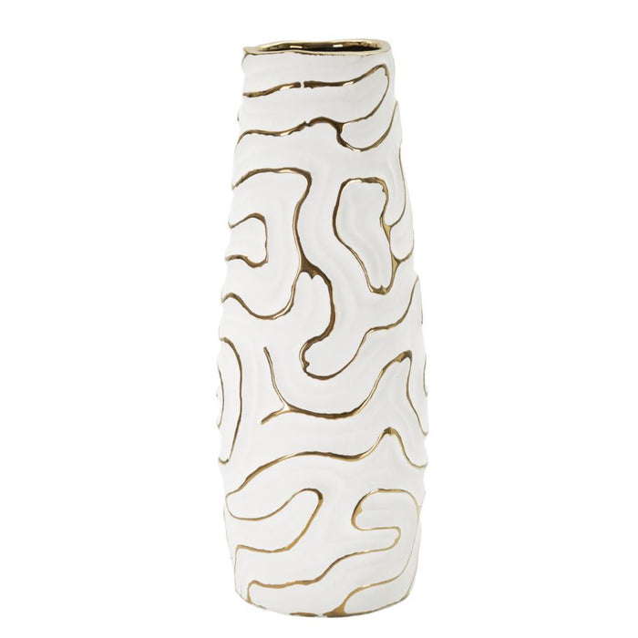 Vaso Decorativo MF641, Bianco, Ceramica, 14,5x14,5x39,5 cm, Seven Design