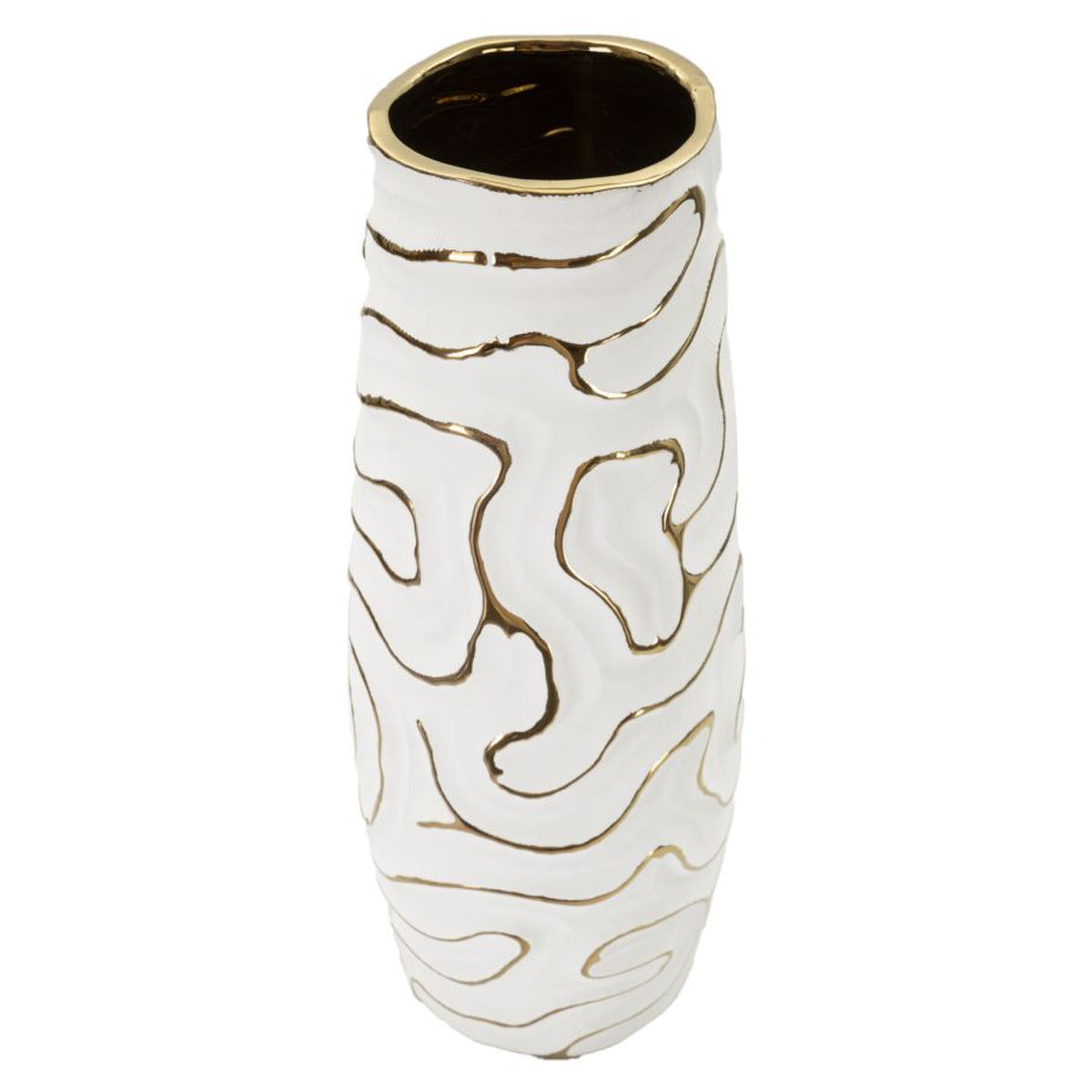 Vaso Decorativo MF641, Bianco, Ceramica, 14,5x14,5x39,5 cm, Seven Design