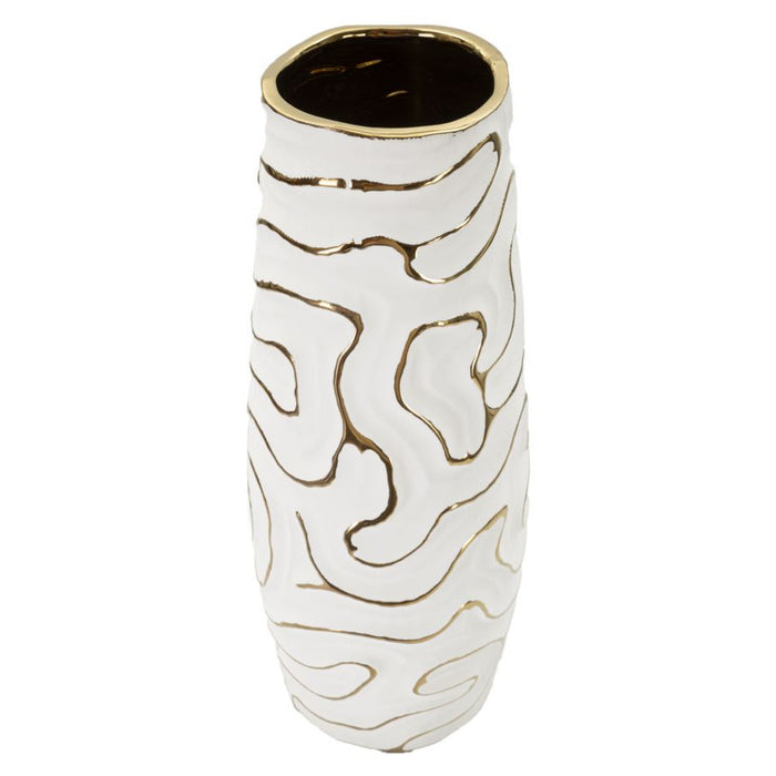 Vaso Decorativo MF641, Bianco, Ceramica, 14,5x14,5x39,5 cm, Seven Design