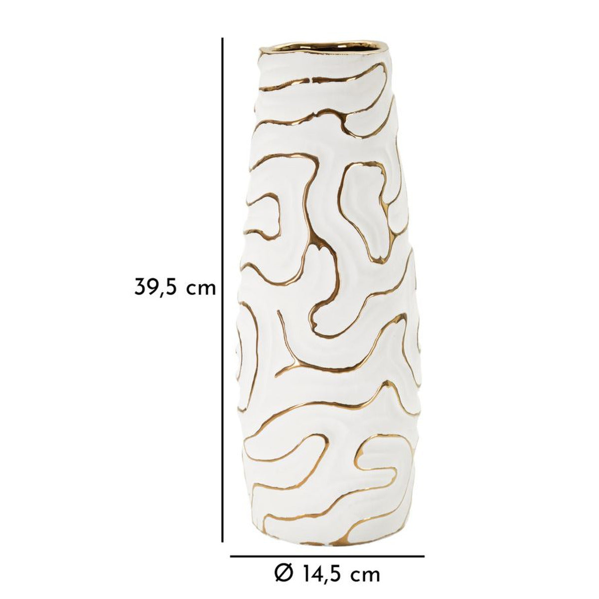 Vaso Decorativo MF641, Bianco, Ceramica, 14,5x14,5x39,5 cm, Seven Design