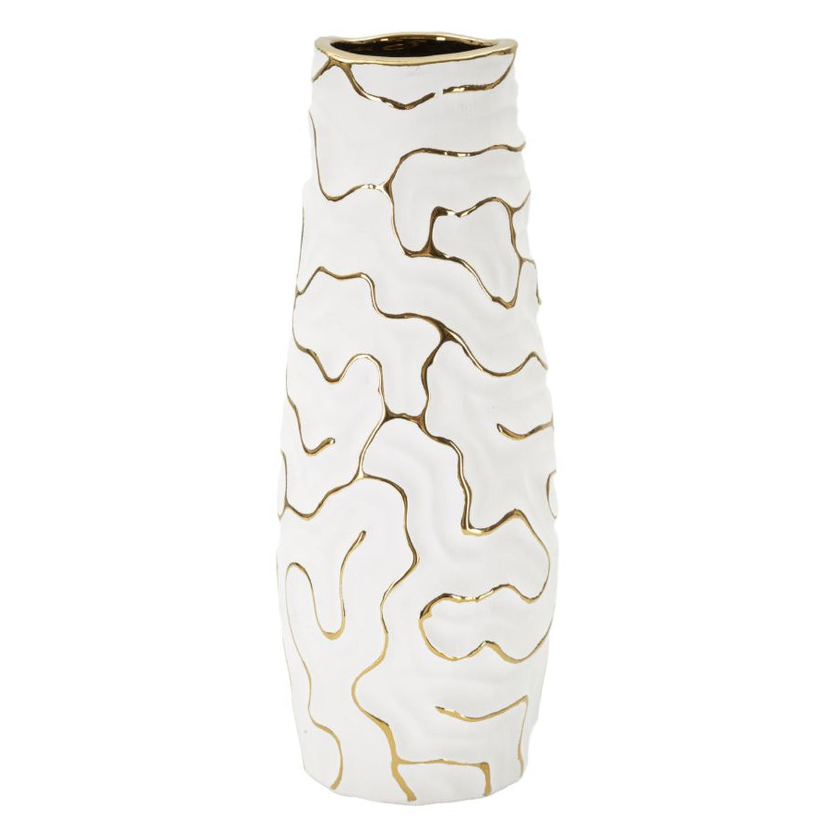 Vaso Decorativo MF649, Bianco, Ceramica, 12x12x29,5 cm, Seven Design