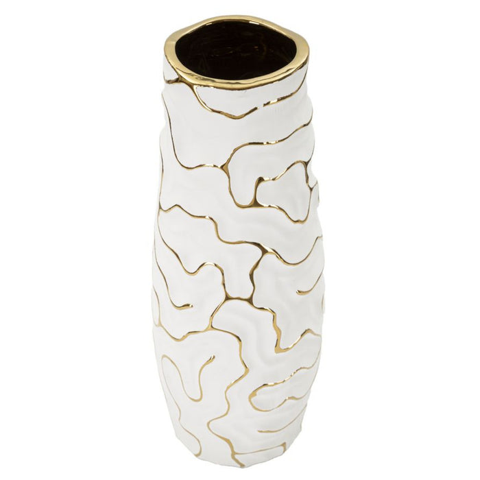 Vaso Decorativo MF649, Bianco, Ceramica, 12x12x29,5 cm, Seven Design