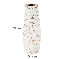 Vaso Decorativo MF649, Bianco, Ceramica, 12x12x29,5 cm, Seven Design