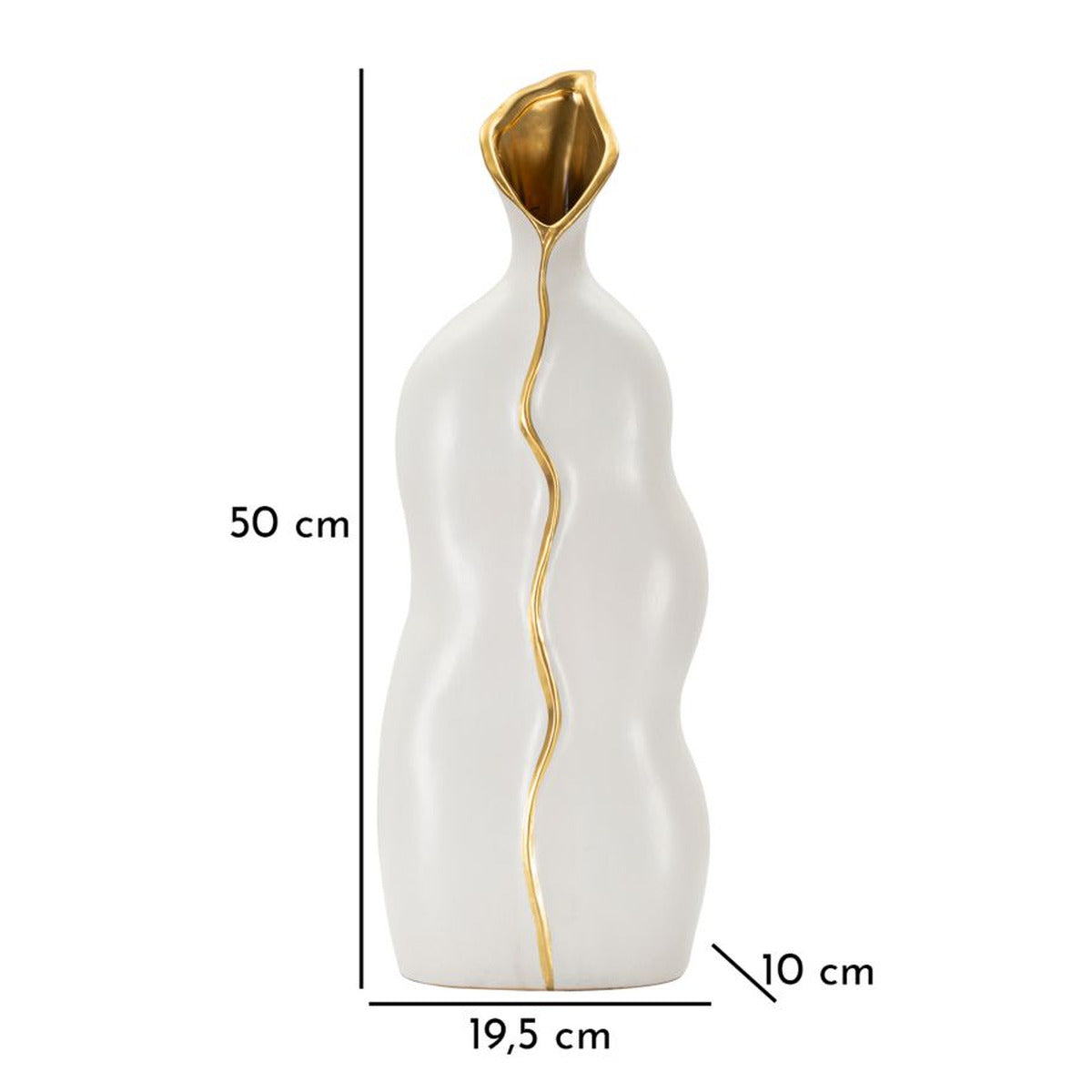 Vaso Decorativo MF642, Bianco, Ceramica, 19,5x10x50 cm, Seven Design