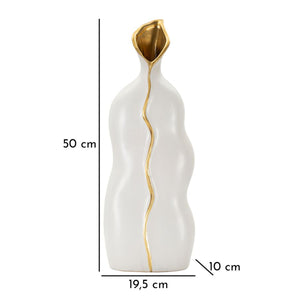 Vaso Decorativo MF642, Bianco, Ceramica, 19,5x10x50 cm, Seven Design