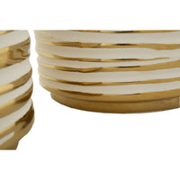 Set di 2 Vasi Decorativi MF385, Oro, Ceramica, 23x23x22 cm, Seven Design