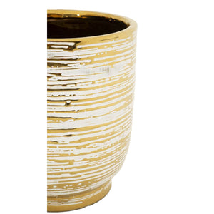 Set di 2 Vasi Decorativi MF387, Oro, Ceramica, 23x23x24 cm, Seven Design