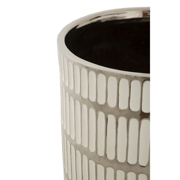 Set di 2 Vasi Decorativi MF386, Bianco, Ceramica, 22,5x22,5x24 cm, Seven Design