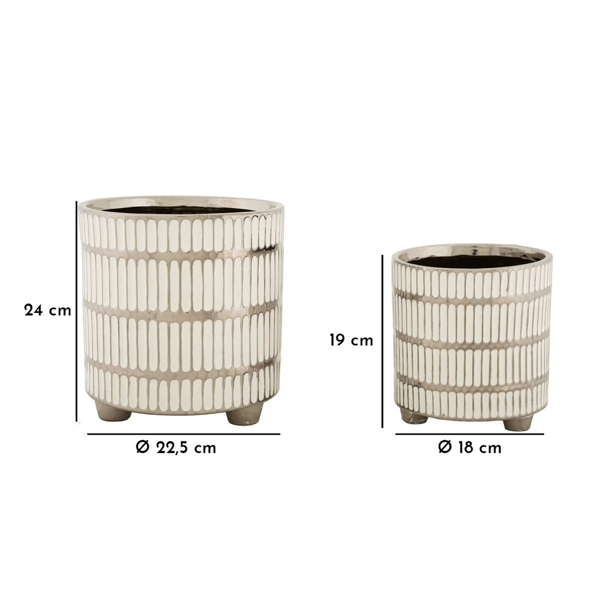 Set di 2 Vasi Decorativi MF386, Bianco, Ceramica, 22,5x22,5x24 cm, Seven Design