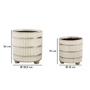 Set di 2 Vasi Decorativi MF386, Bianco, Ceramica, 22,5x22,5x24 cm, Seven Design
