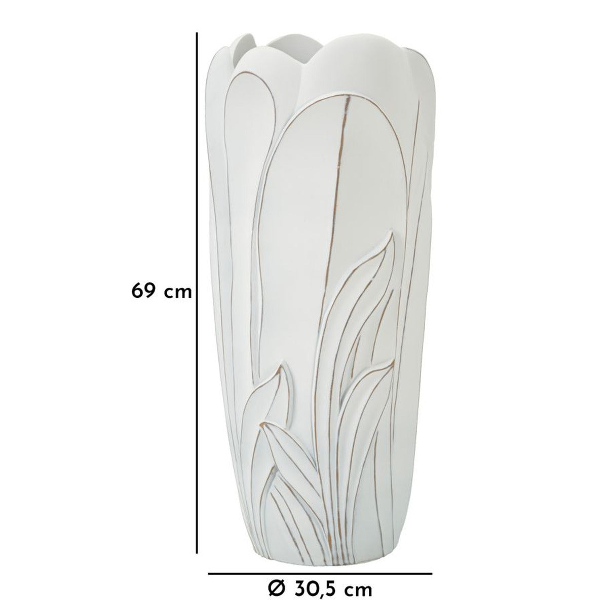 Vaso Decorativo MF655, Bianco, Poliresina, 30,5x30,5x69 cm, Seven Design