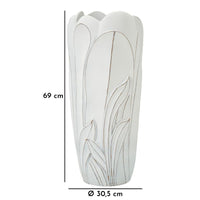 Vaso Decorativo MF655, Bianco, Poliresina, 30,5x30,5x69 cm, Seven Design