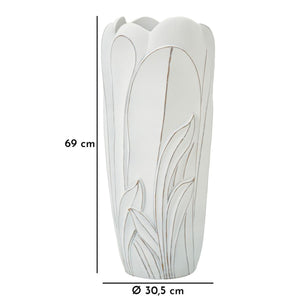 Vaso Decorativo MF655, Bianco, Poliresina, 30,5x30,5x69 cm, Seven Design