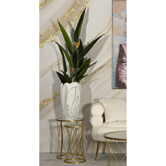 Vaso Decorativo MF661, Bianco, Poliresina, 29x29x48 cm, Seven Design