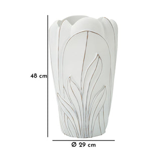 Vaso Decorativo MF661, Bianco, Poliresina, 29x29x48 cm, Seven Design