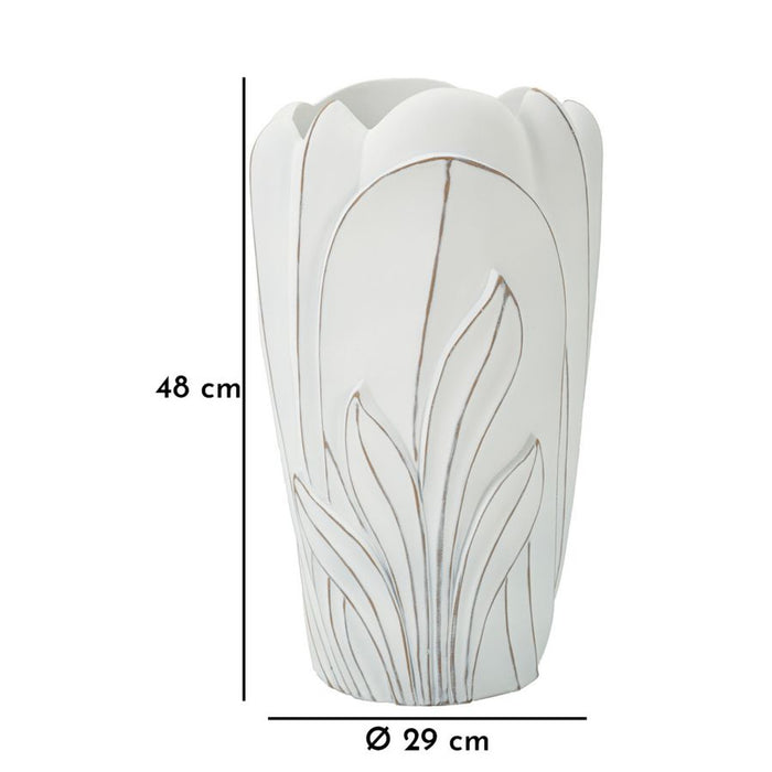 Vaso Decorativo MF661, Bianco, Poliresina, 29x29x48 cm, Seven Design