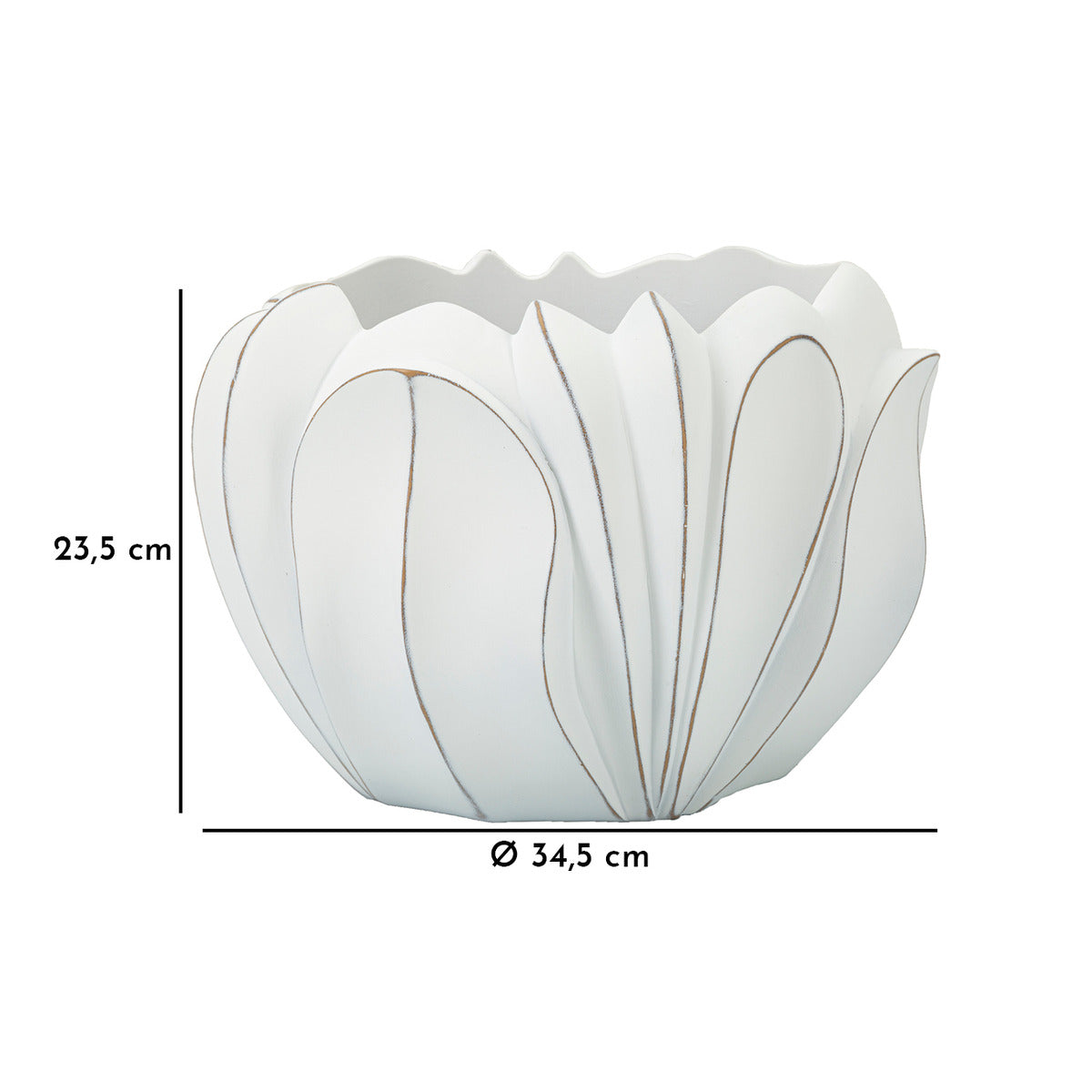 Vaso Decorativo MF667, Bianco, Poliresina, 34,5x34,5x23,5 cm, Seven Design
