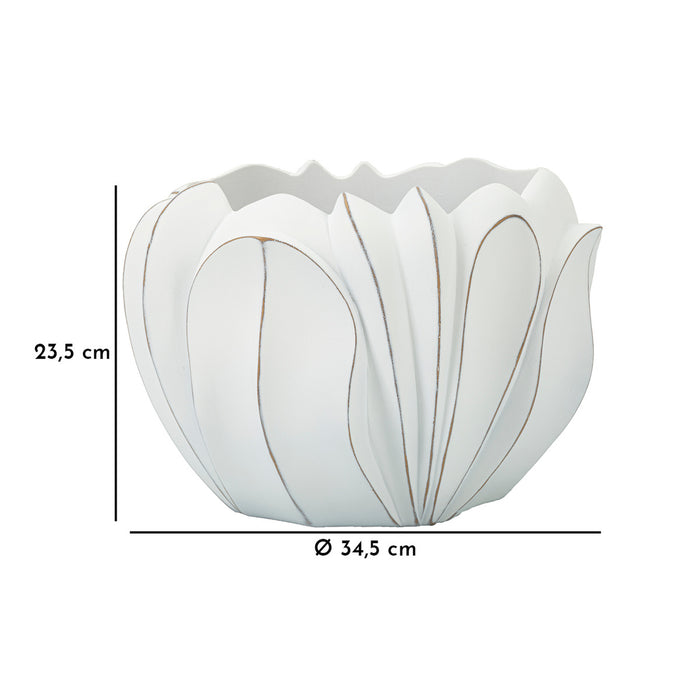 Vaso Decorativo MF667, Bianco, Poliresina, 34,5x34,5x23,5 cm, Seven Design