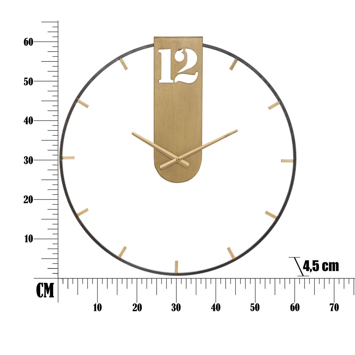 Orologio da Parete MF243, Nero, Metallo, 60x4,5x60 cm, Seven Design