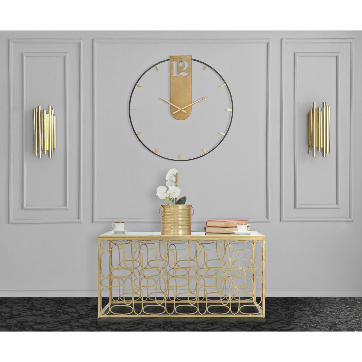 Orologio da Parete MF243, Nero, Metallo, 60x4,5x60 cm, Seven Design