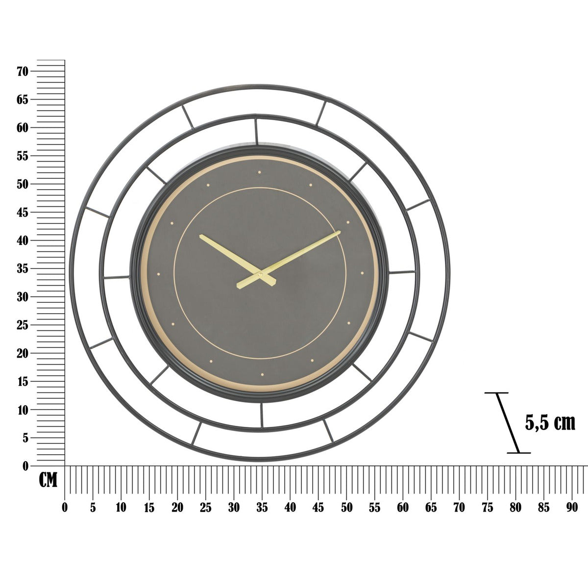 Orologio da Parete MF279, Nero, Metallo, 70x5,5x70 cm, Seven Design