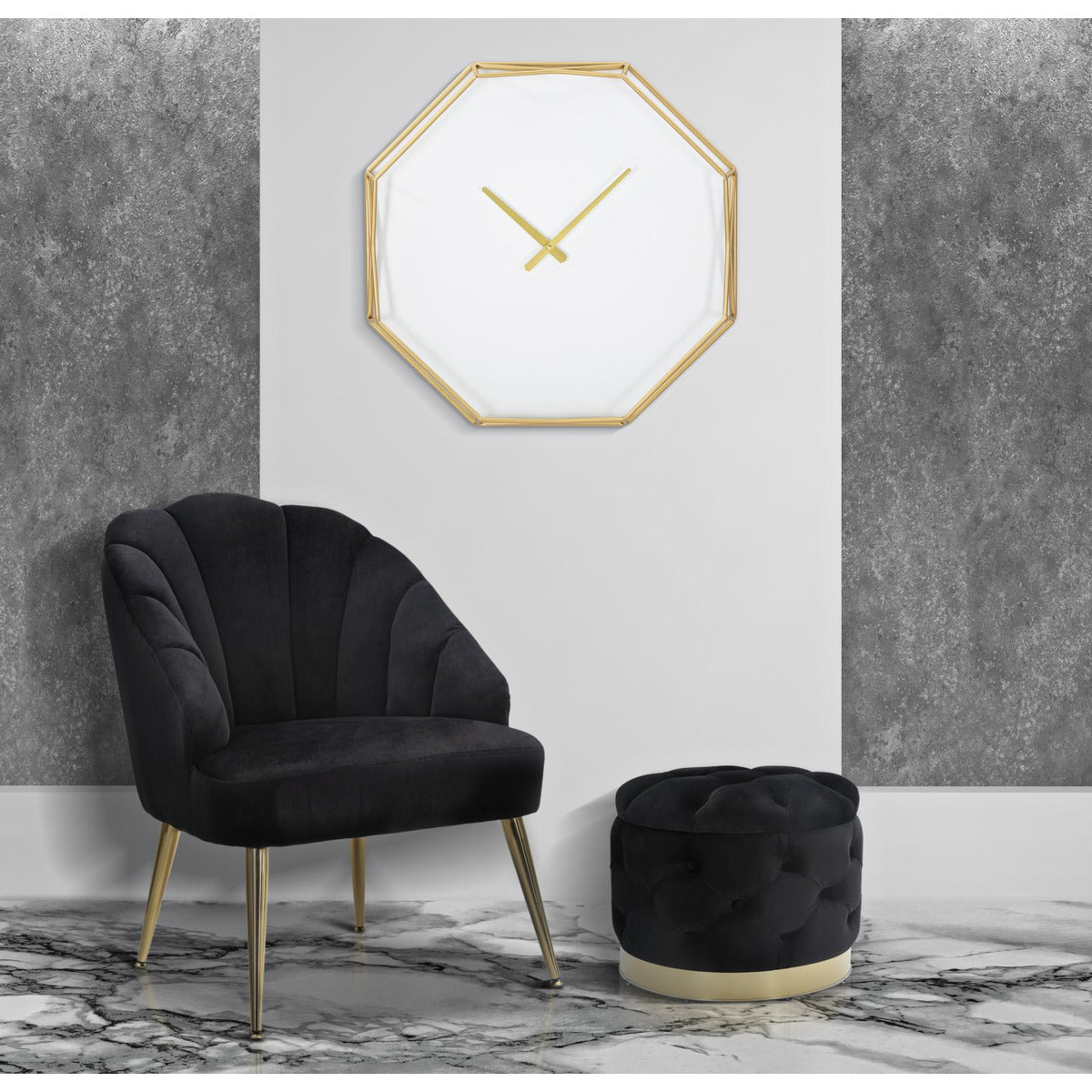 Orologio da Parete MF281, Oro, Metallo, 56x6,5x56 cm, Seven Design