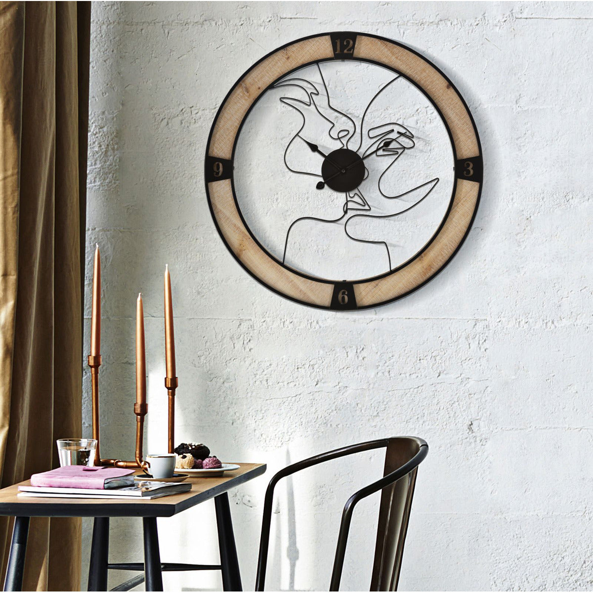 Orologio da Parete MF246, Marrone, Legno, 60x3x60 cm, Seven Design