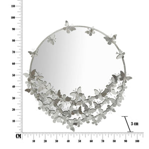 Specchio con Cornice Farfalla 30, Argento, Metallo, 91x3x94 cm, Seven Design