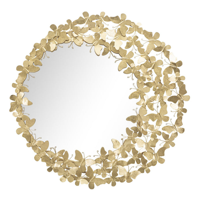 Specchio con Cornice Farfalla 31, Oro, Metallo, 81,5x3,5x81,5 cm, Seven Design